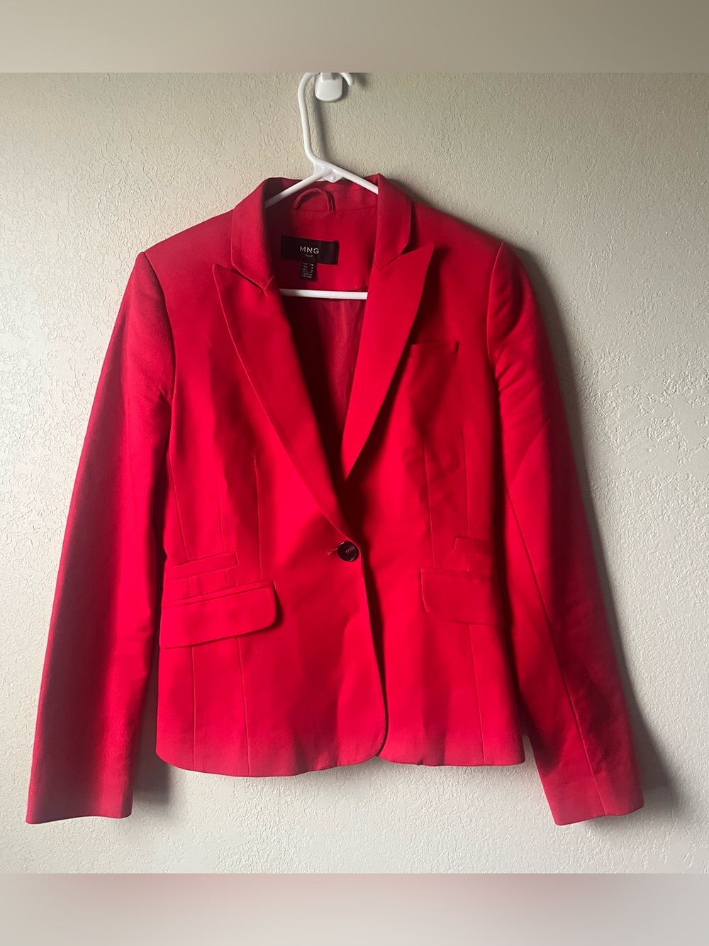 MANGO Red Single-Button Tailored Blazeruu